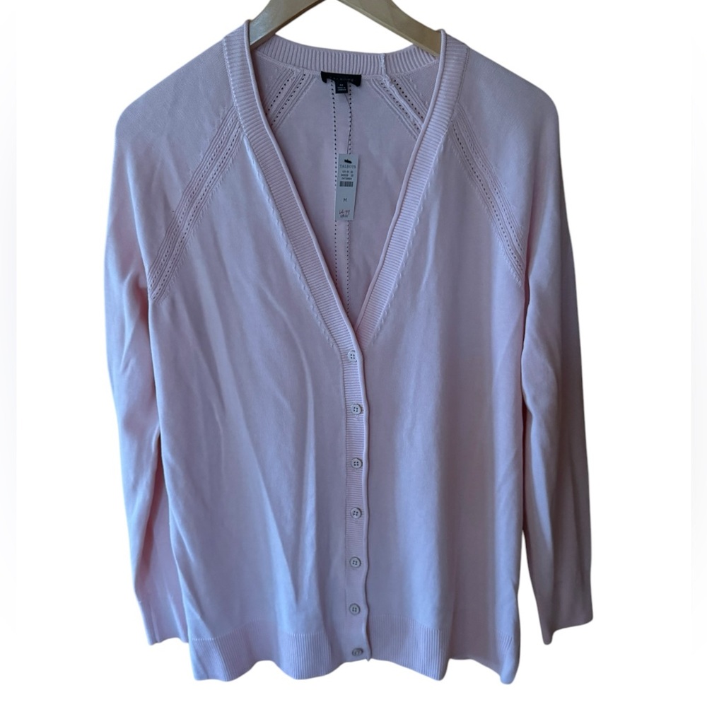 NWT Talbots Pink Cotton Blend Button Down Cardigan